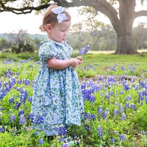 Smocked Charlotte Dress with Hydrangeas - Easter, Spring, Summer, Vintage Style, Princess, Baby Girl, Heirloom, Embroidered  496 *G