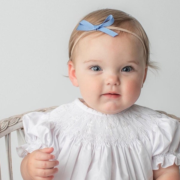 Bailey Boys Baby Girls Ivory Smocked Christening Cross Day Gown - Short Sleeves - Girl main image 0