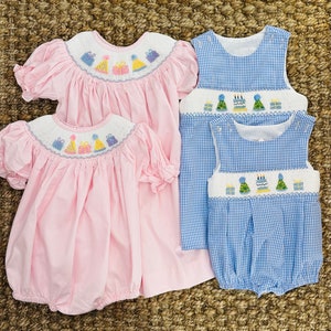 The Best Dressed Child Baby Girls Pink Smocked Birthday Party Animals Bubble main image 1
