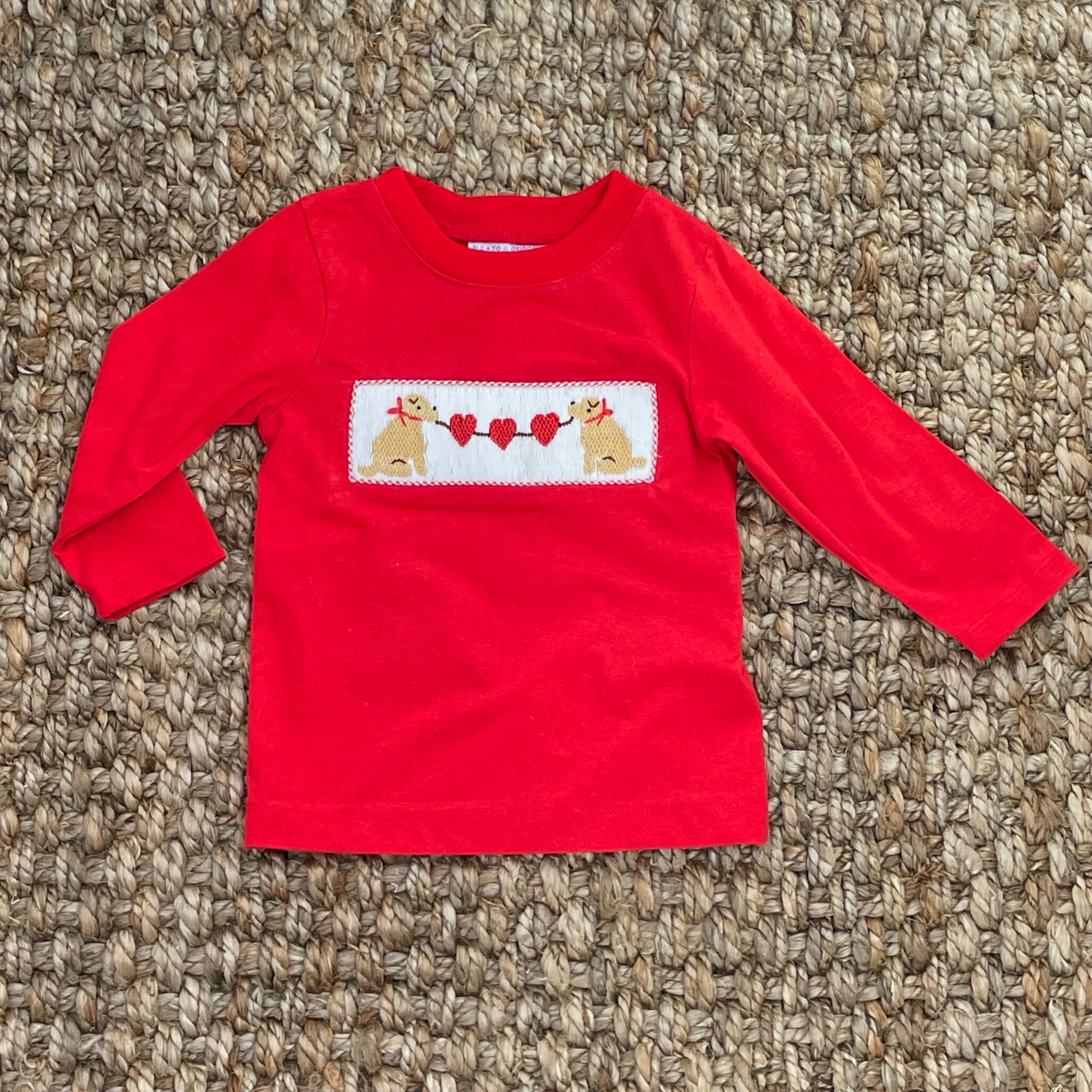 Valentine Smocked Shirt - Hearts and Puppies! Baby Boy