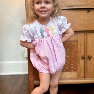 Little Sister Smocked Romper Pink