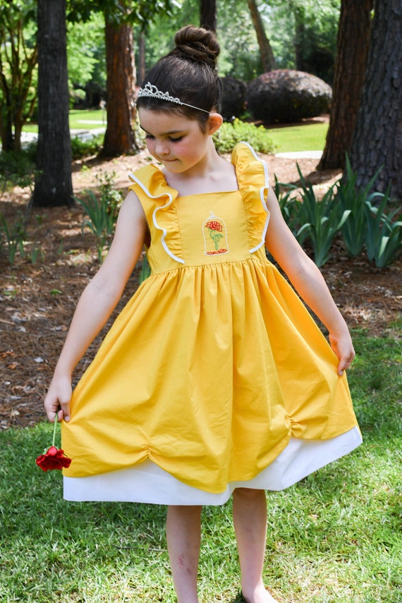 Princess Belle Inspired Dress Embroidered Beauty & Beast - Etsy