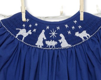 smocked nativity christmas dress Red Corduroy Christmas Nativity Smocked Bishop Dress