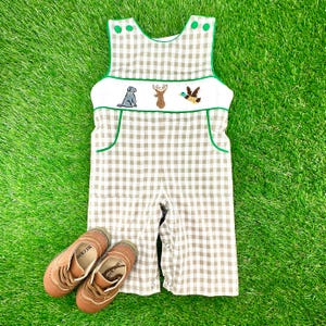Blue Check Longall With Puppies House Smocking main image 1