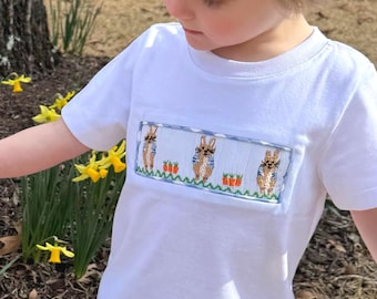 Easter Bunny Smocked Shirt - (shorts sold separately), Peter Rabbit, Knit Shirt, Coordinating Sibling Outfits, Baby Boy 826 *A
