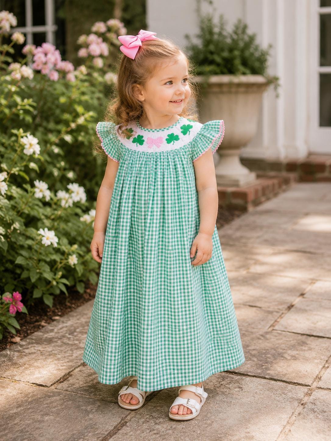 green gingham dress girls Toddler Easter dress