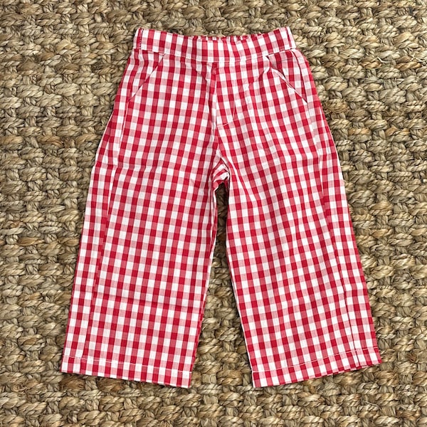 Boys Pants in Red Gingham with Pockets - Matching Shirts Available for Christmas, Valentines