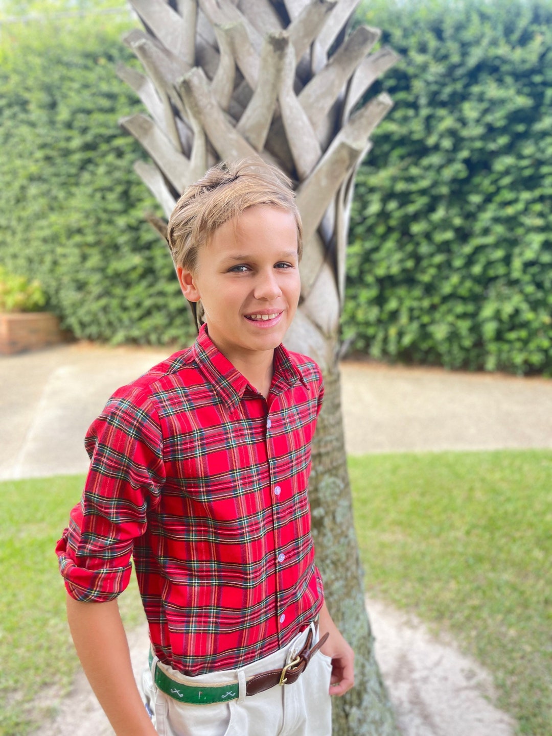 boys christmas dress shirt Festivity Red | Red Christmas Shirt for Teens