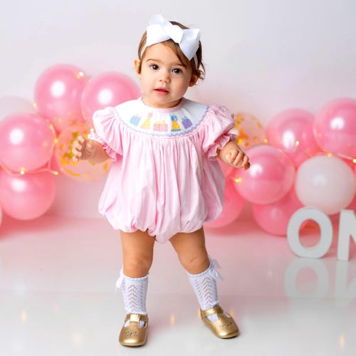 smocked birthday dress Smocked Birthday Cake Dress for Toddler Girl, Pink Party Dress, Baby First Birthday Outfit, Sprinkles Candle Boutique Dress
