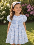 Bunny Toile Smocked Charlotte Dress, Easter, Spring, Summer, Matching Sibling, Baby Girl, Vintage Style, Heirloom Dress 812 *G