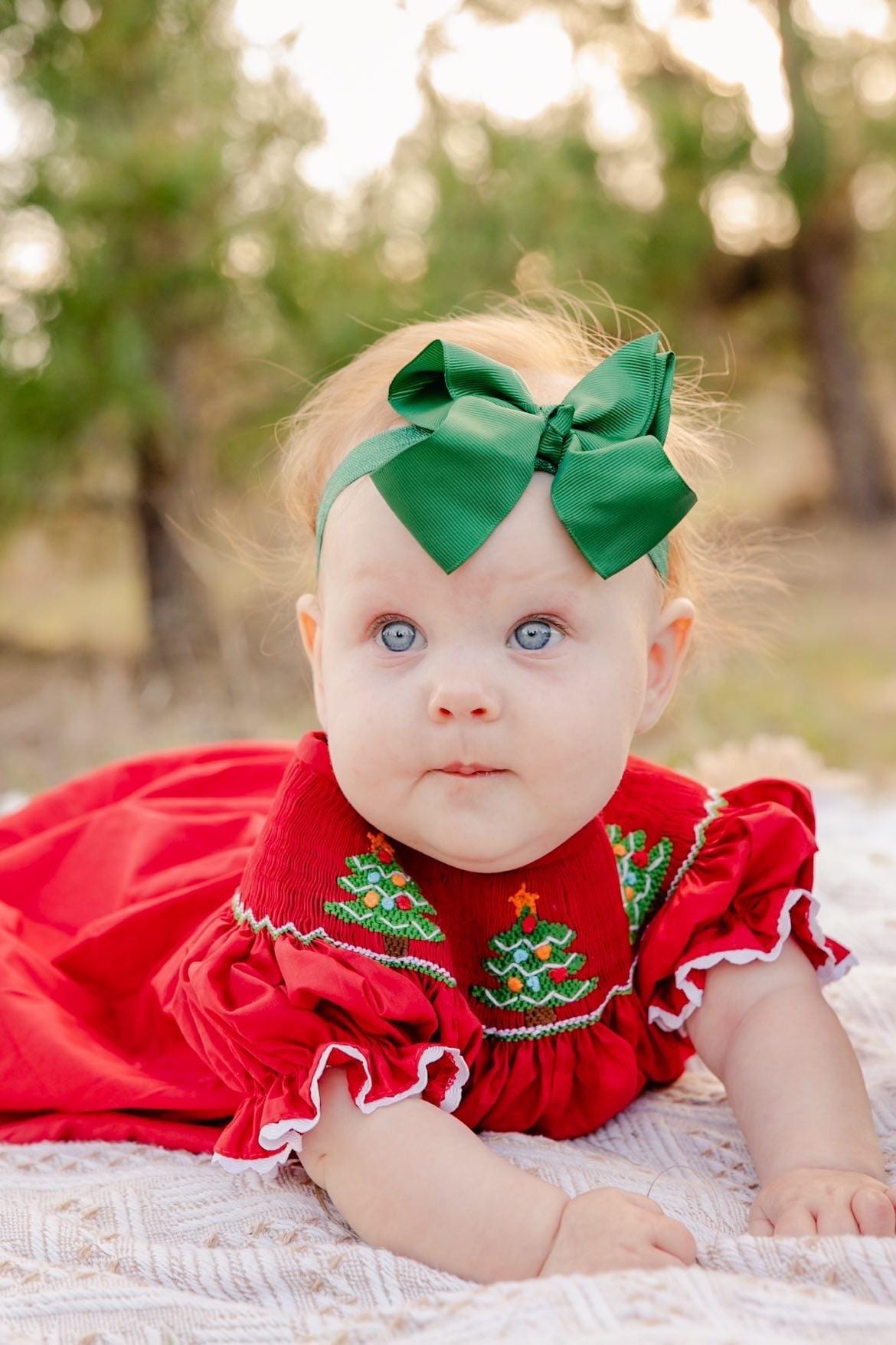 green infant holiday dress Ribbed Forest Green Ultra Soft Knotted Baby Gown – Three Little Tots main image 0
