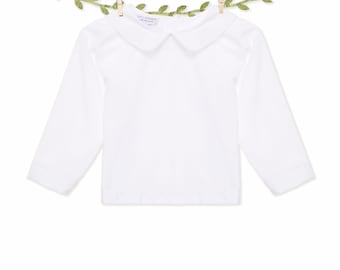 White Boy's Longsleeve Shirt, Classic White Shirt, Undershirt, Longall Shirt - Great for Under Longalls! 140 *E