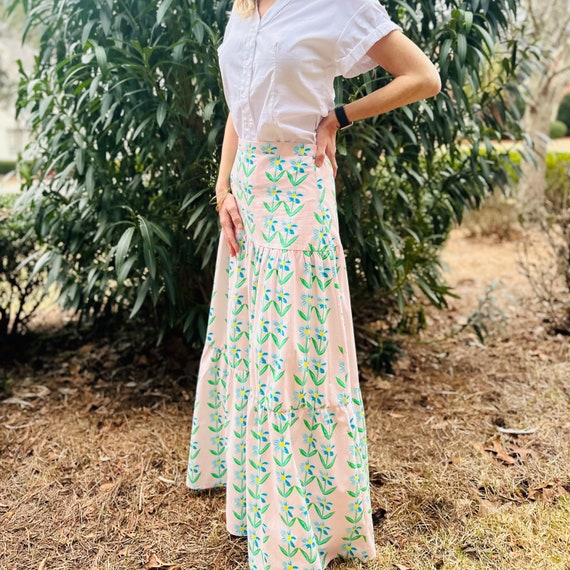 【mnem】Suki Summer Long Skirt Pink maxi skirt, Boho Skirt, pink Skirt, Maxi Skirt, Summer