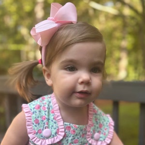 Bow Headband on Soft Stretchy Fabric in White, Pink or Red, baby girl bow, bow for babies image 2