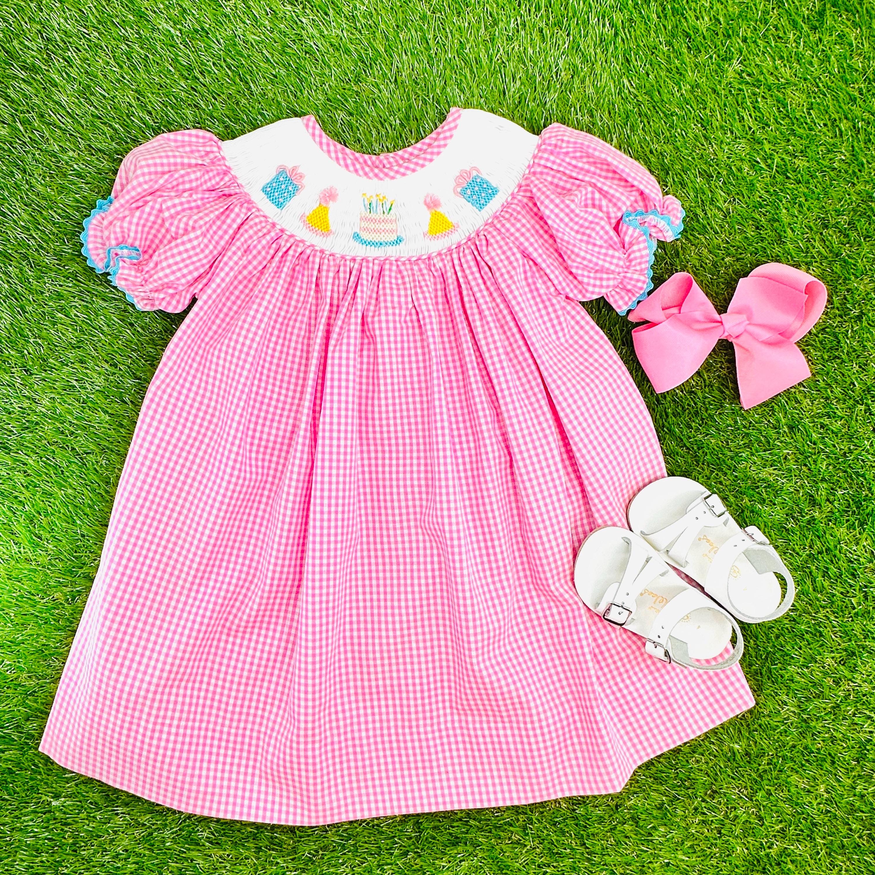 blue dress for baby girl Smocked Birthday Cake Dress 4T main image 0