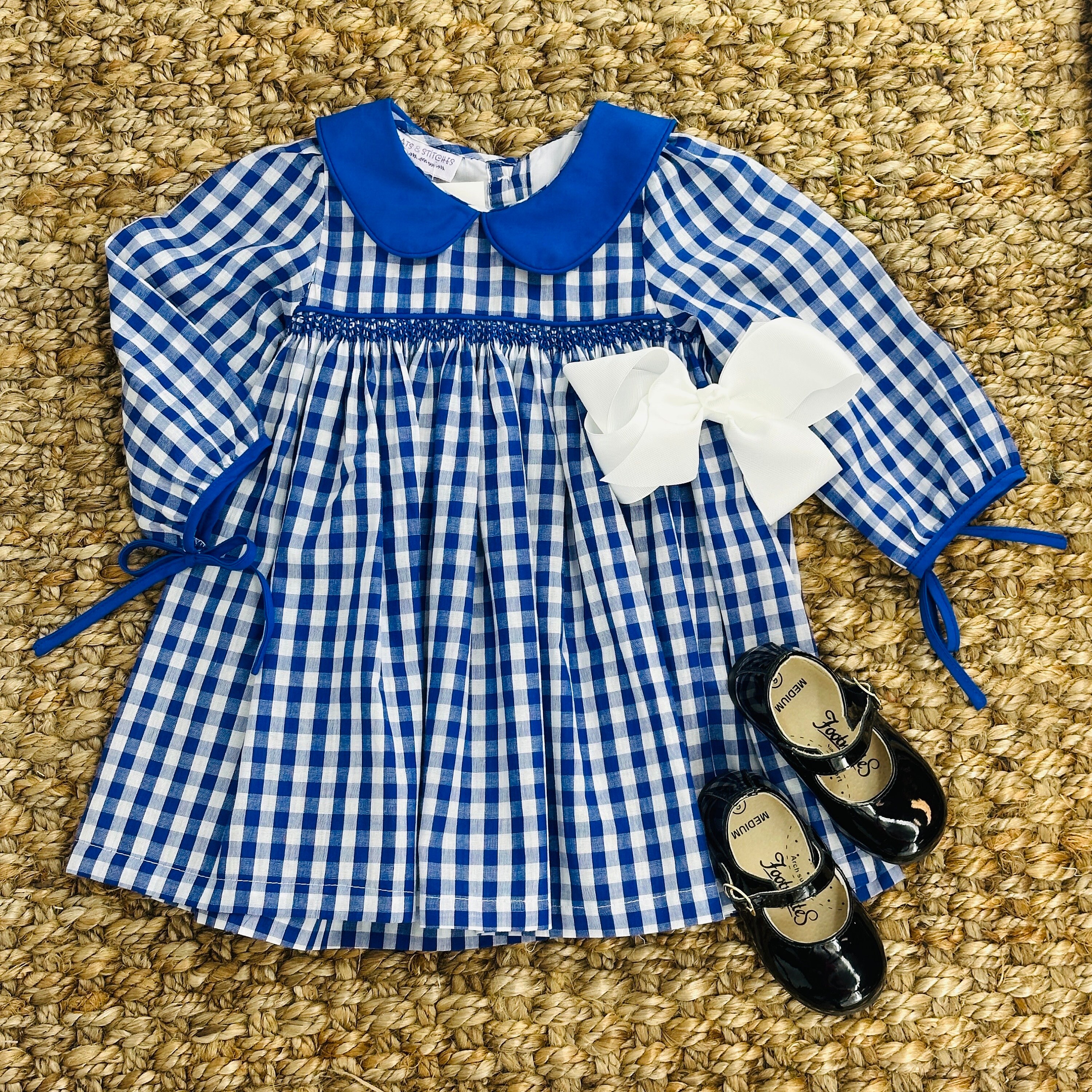 Navy blue cheap gingham dress