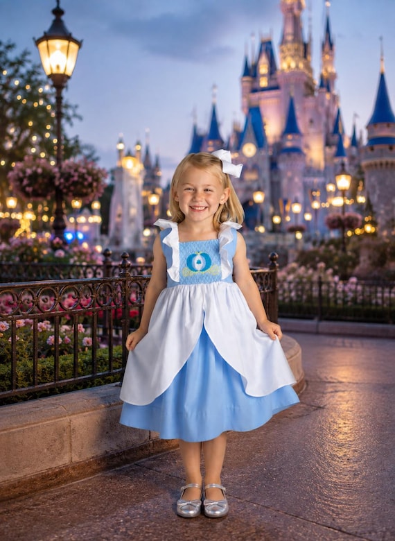 cotton on disney princess dresses Halloween Costume Princess Dress- Cinderella Inspired With Smocked Carriage, Soft Halloween Costume dancing_dress Holiday Party Dresses | Color:Navy Multi Paper Mache Floral and other sewing projects Formal dress