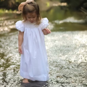 Heirloom Smocked Dress White with Cream Smocking and Ribbons Flower Girl, Wedding, Portrait, Easter, First Communion, Christmas image 5