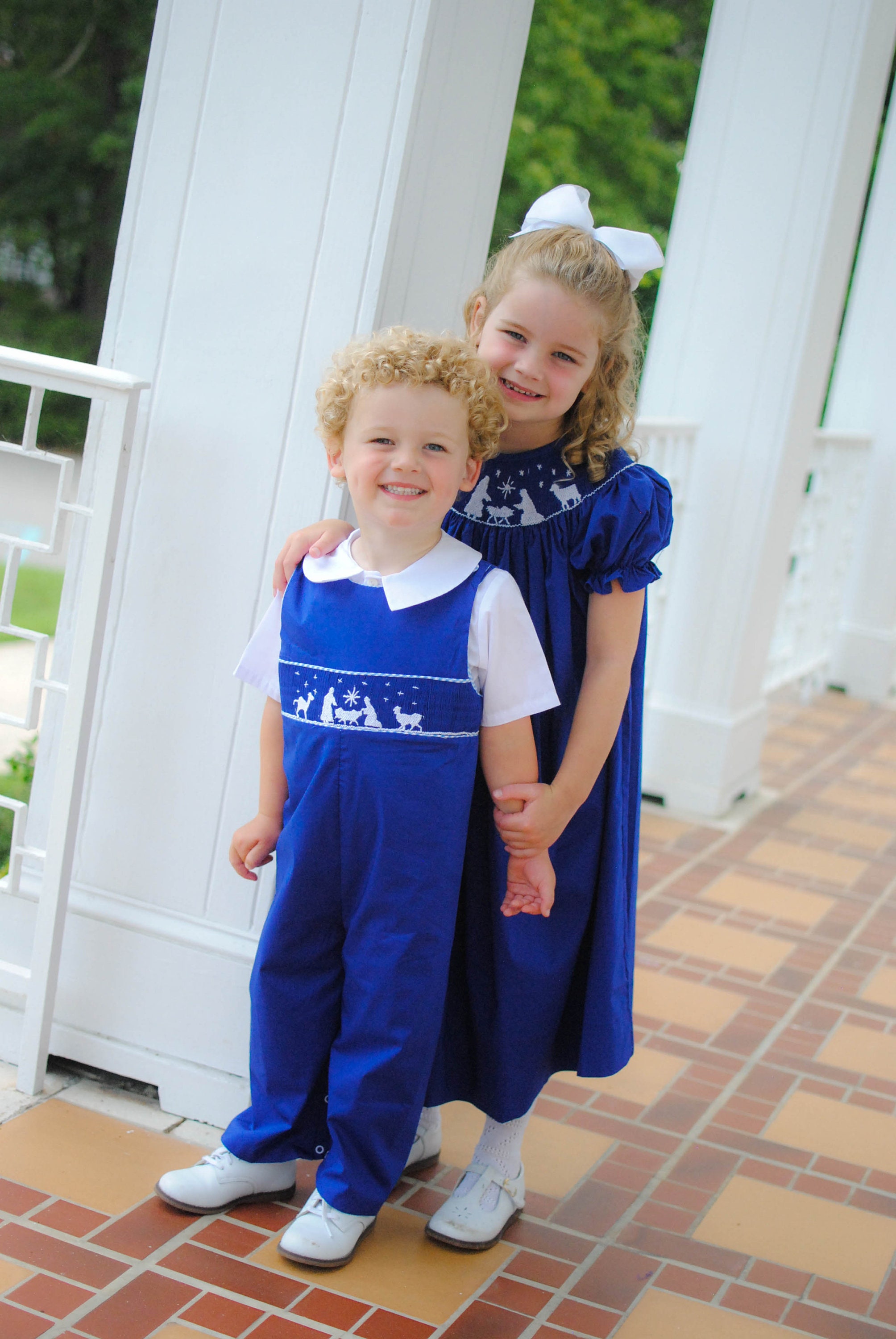white christmas dresses Nativity Scene Smocked Dress main image 1