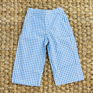 Boy&#39;s Pants in Blue Gingham with Pockets - Matching Shirts available for Big Brother, Christmas, Easter, Pumpkins, 4th of July 572 *E