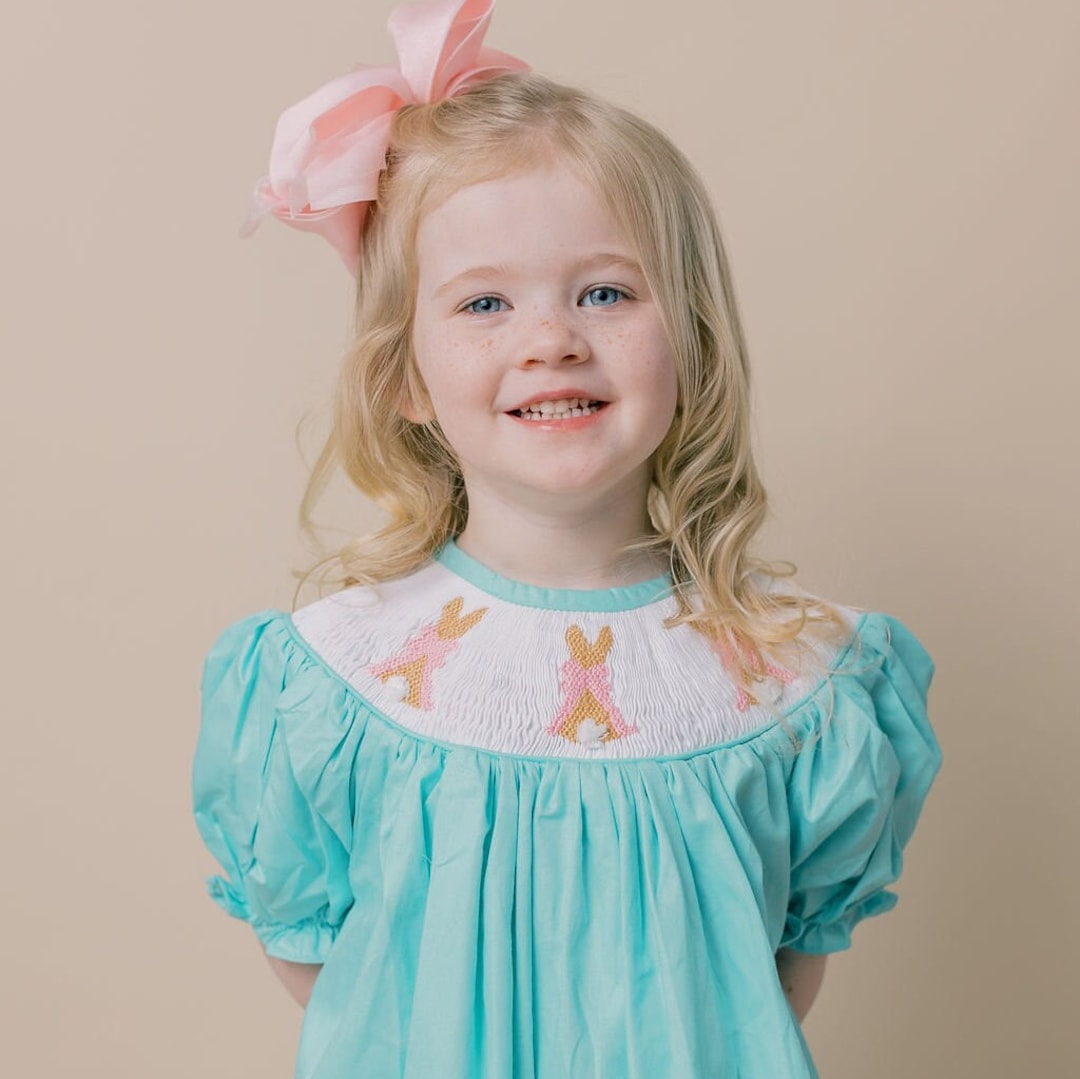 Girls Baby Bunny Smocked Footsie main image 0