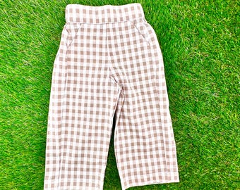 Jungen Hose in Beige Gingham mit Taschen - Passende Hemden für Herbst, Thanksgiving, Weihnachten, Ostern 761 *E
