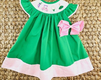 Mia's One Piece White With Pink Trim Pima Cotton Summer Dress-golf Cart  Dress-baby Girls-toddler-pima Cotton Baby-monogrammed Summer Dress - Etsy  Canada
