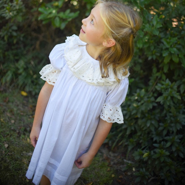 White and Ecru Heirloom Dress with Lace