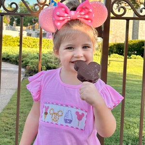 Mouse Snacks Smocked Shirt in Pink Knit! Mouse Ears, Perfect for Disney Vacation, Princess, matching shorts available 571 *H