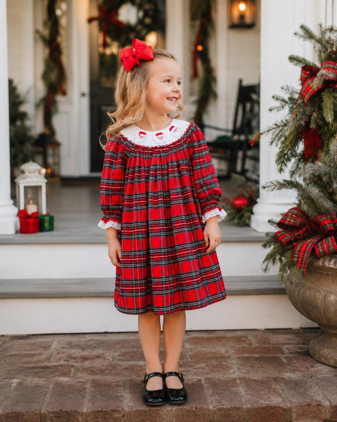 christmas smocked dresses Nativity Bishop Dress in Light Blue as well as a boys Longall and shorts set to go with this stunning dress. Christmas Plaid Smocked Dress 0-3