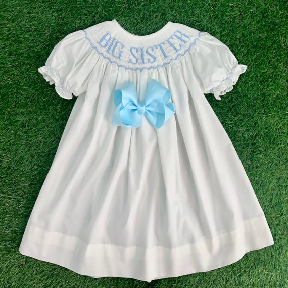 Big Sister Smocked Dress in Blue hand smocking! - Coordinating Sibling outfits, Gender reveal, Home from Hospital outfit 282 *E Big Sister Smocked Dress in Blue hand smocking! - Coordinating Sibling outfits, Gender reveal, Home from Hospital outfit 282 *E