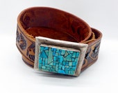 Vintage Sterling Turquoise Belt Buckle