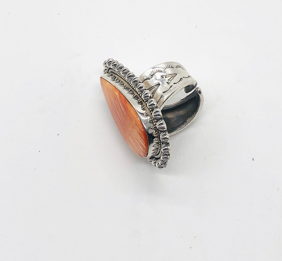 MJ Ring - Orange Spiny Oyster Adjustable Ring