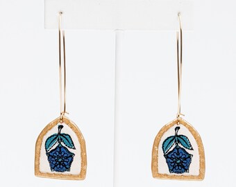 94 Colorful Hand-Cut Textile Earrings Fabric Earrings, Statement Earrings, Geometric Earrings, Dangle Earrings