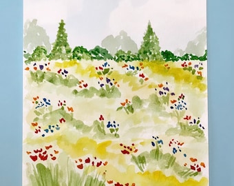 Monet Style Landscape watercolor painting