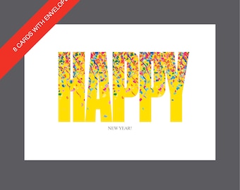 Happy New Year Cards, Festive New Year Cards, Boxed New Year Cards, Modern New Year Cards, Confetti Cards