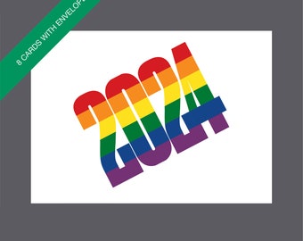 Rainbow Pride New Year Cards, LGBT Pride New Year Cards, Happy New Year Cards, 2024 New Year Cards, Happy 2024, Boxed New Year Cards