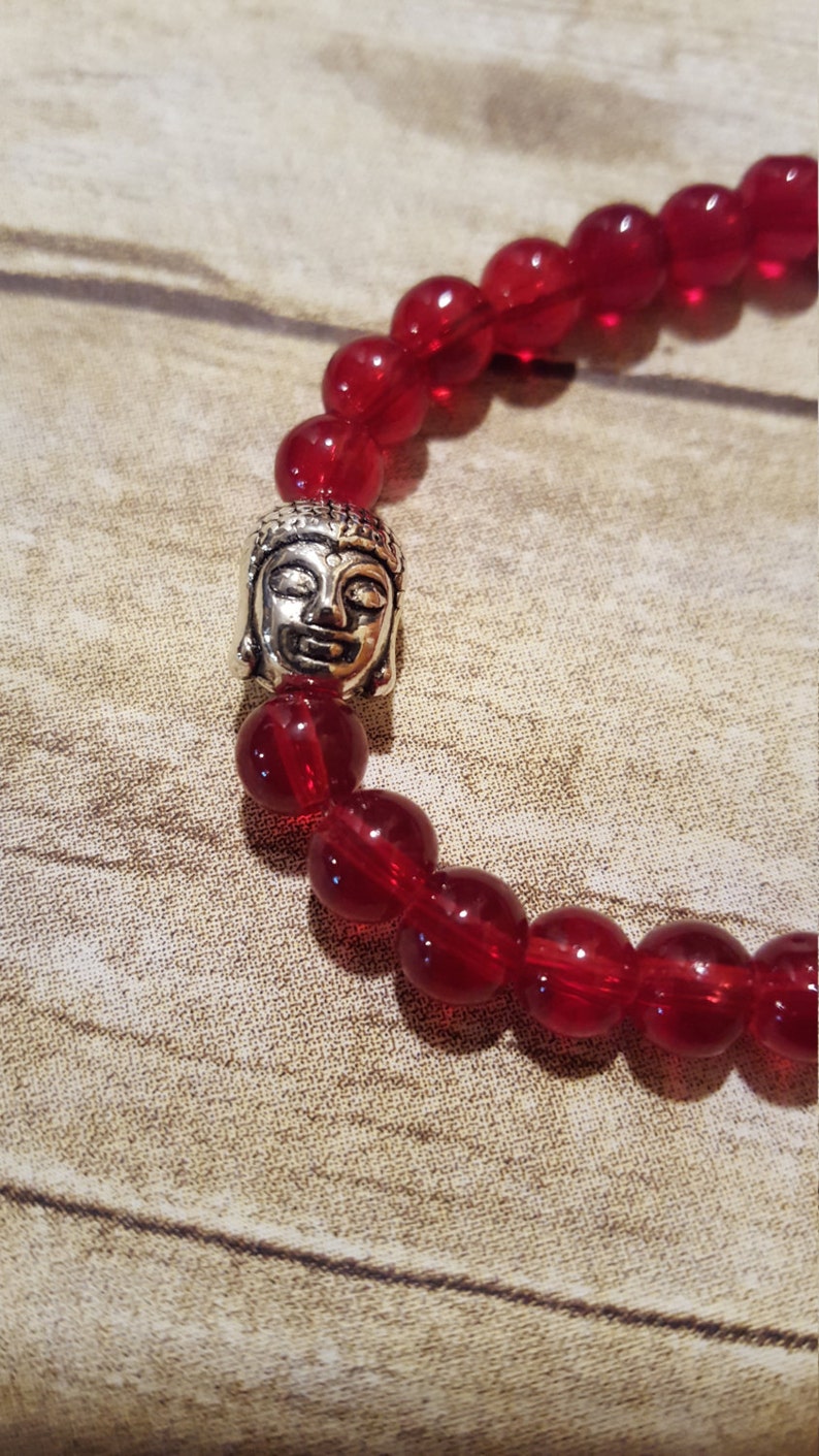 Red Buddha Wish Bracelet Beaded Strength Bracelet Yoga Yogi Etsy