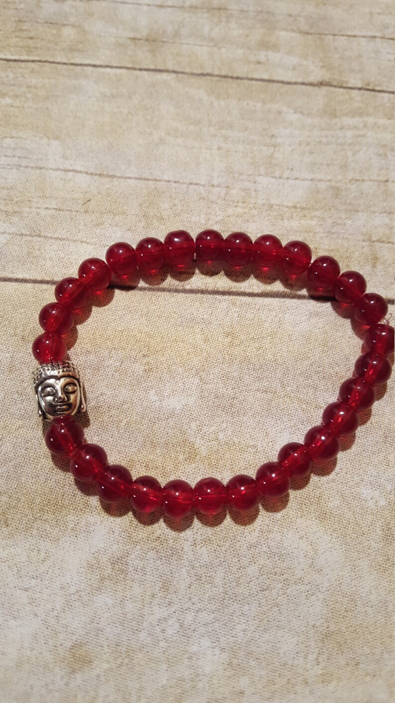 Red Buddha Wish Bracelet Beaded Strength Bracelet Yoga Yogi Etsy