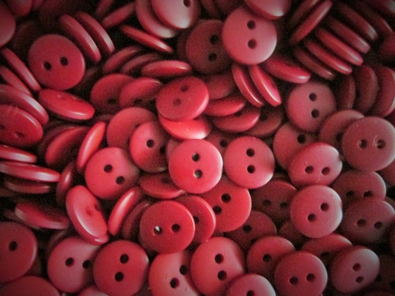 100 Small Rich Red Button Lot Bulk Supplies for Sewing Crafting