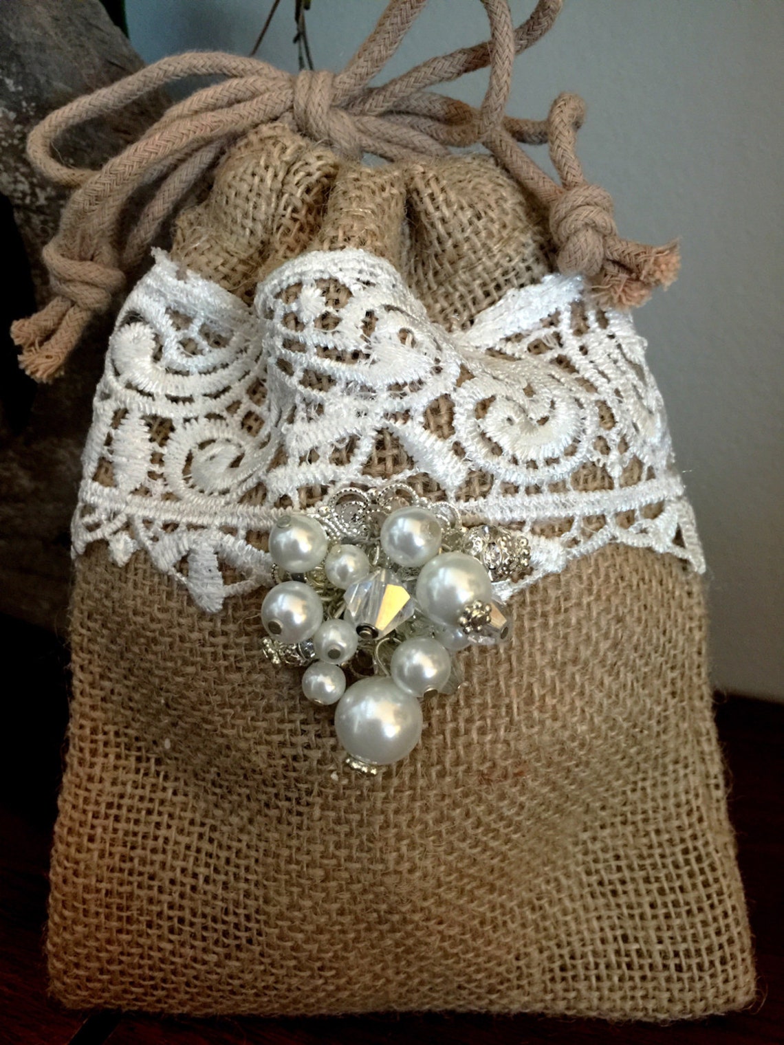 Set of 2 Adorable Burlap and Lace Keepsake Gift Bags Set of 2 Etsy