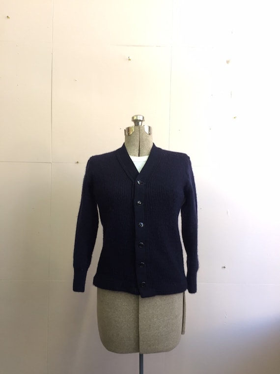 Navy wool handmade cardigan 1930's/40's