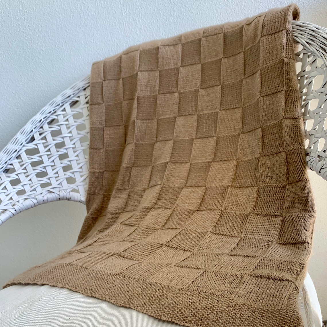 Checkerboard Blanket Knitting Pattern Etsy UK