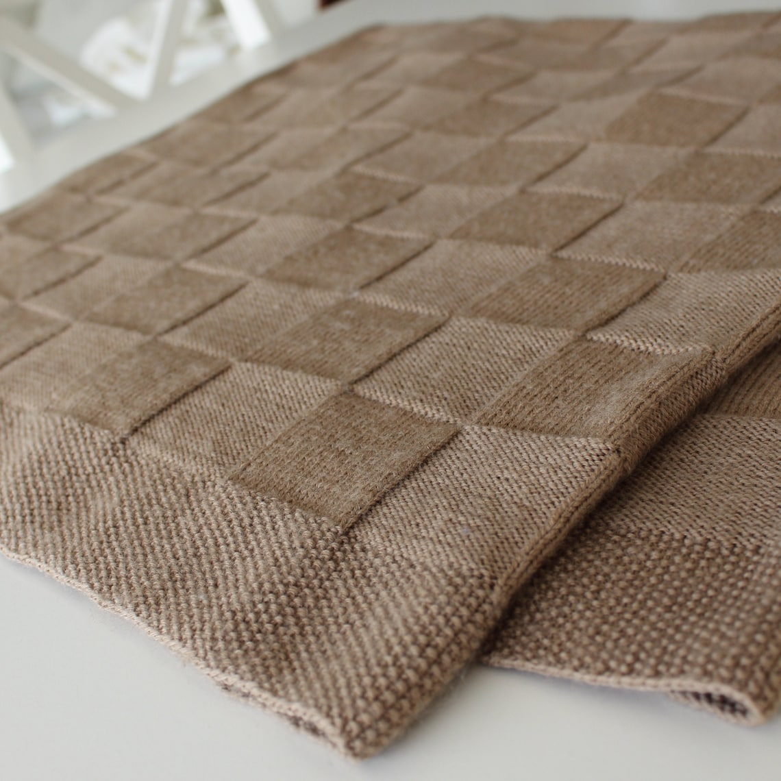Checkerboard Blanket Knitting Pattern Etsy UK