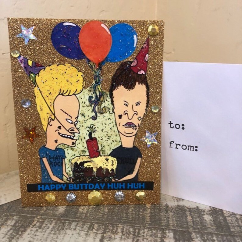 Beavis and Butthead Birthday Glitter Card