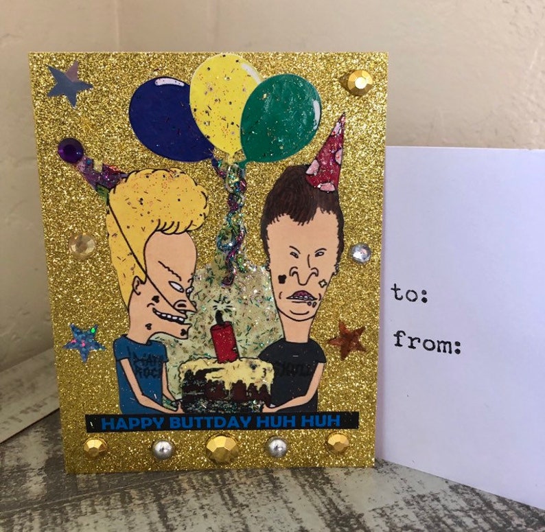 Beavis and Butthead Birthday Glitter Card