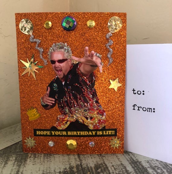Guy Fieri Birthday Glitter Card Etsy