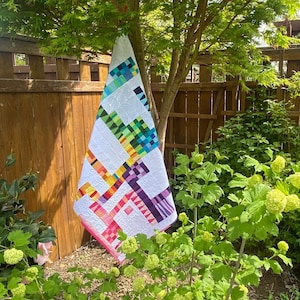 Modern Fiber Art Quilt, Original Design, Rainbow