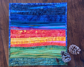 Small Art Quilt, Abstract Landscape, Original Design