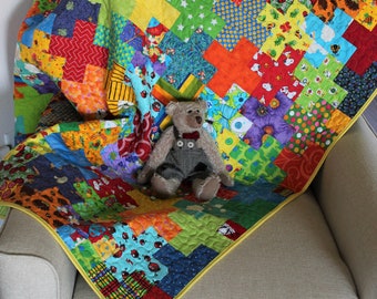 Edredón grande para bebé, I Spy Quilt, género neutro